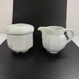 Vintage Bareuther Cream and Sugar Set White Bavaria Germany